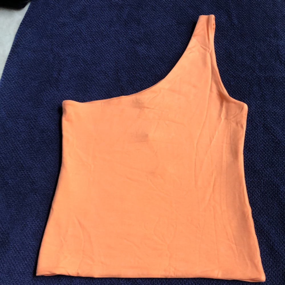 J.Crew FormKnit one-shoulder Stretch Tank In Bright Cantaloupe Size S - Picture 4 of 7